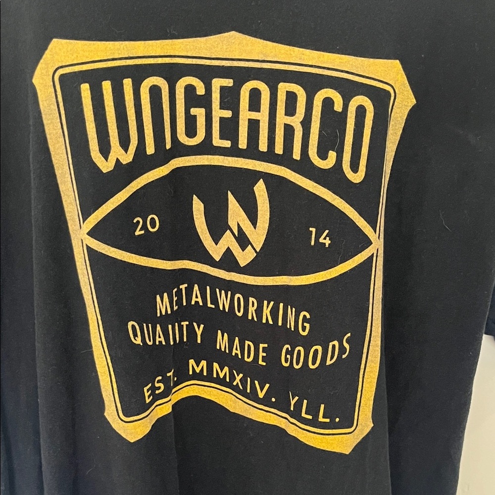 WINGEARCO Black Tee with Gold Graphic